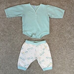 Vintage Carters Baby‎ Clothes Set Newborn Outfit Bodysuit Pants Dinosaurs